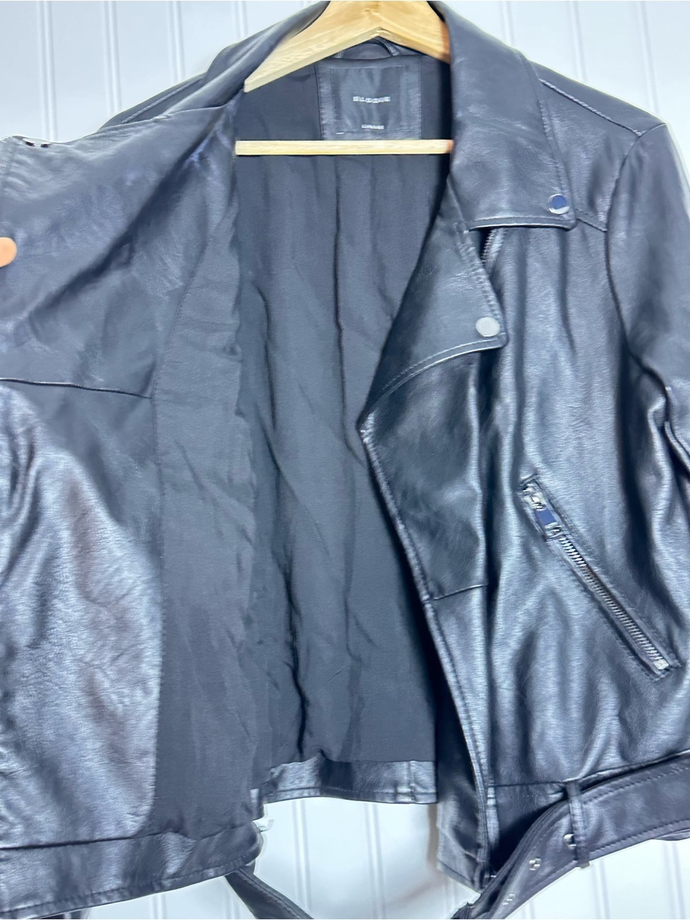 Elodie Faux Leather Moto Jacket L biker jacket, asymmetrical zip outerwear - Picture 9 of 10